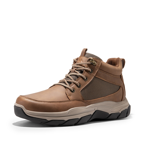 Men's Lightweight Vegan Leather Hiking Boots - LIGHT BROWN -  0